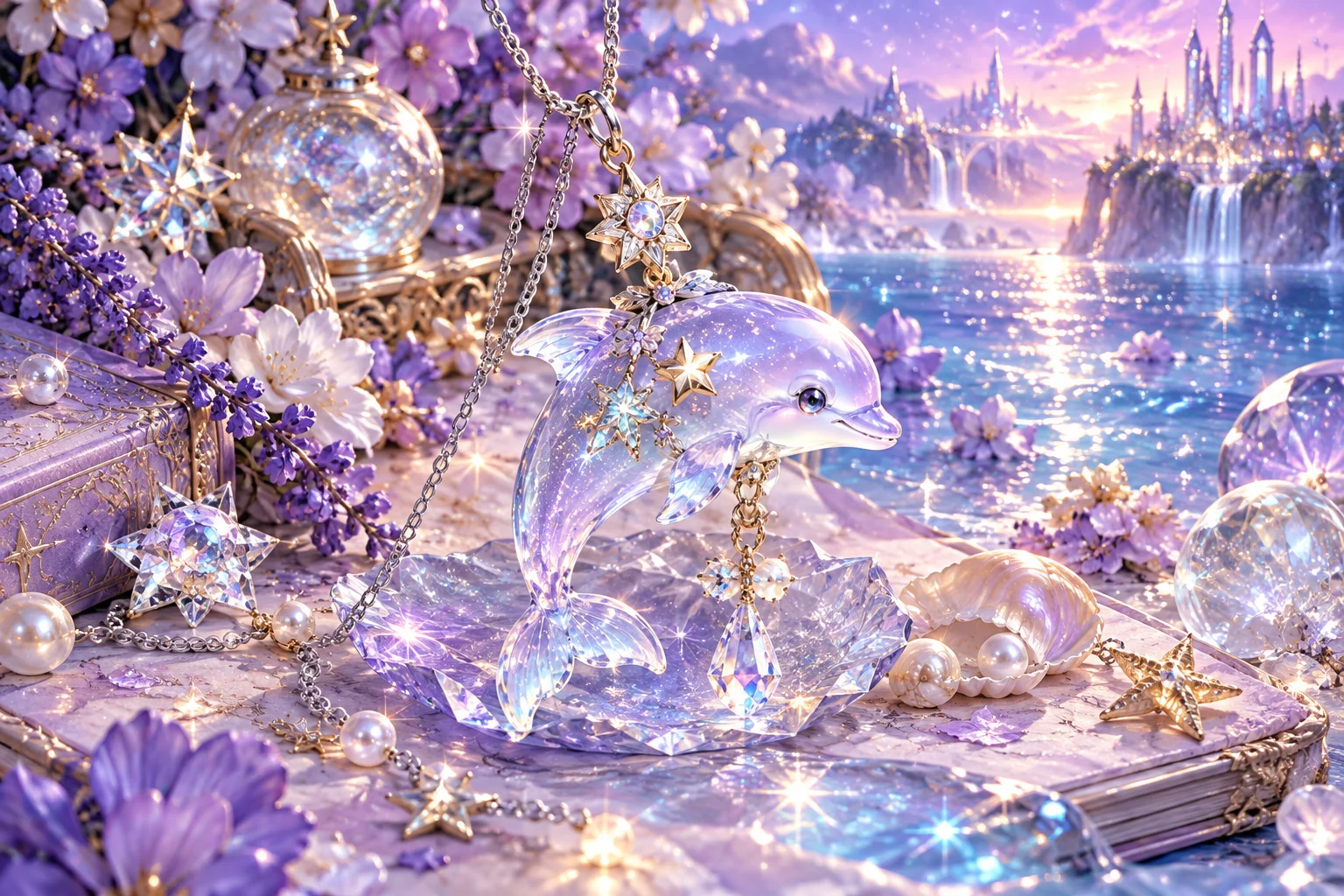 星紗海豚魔法吊飾插畫